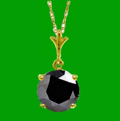 Image 0 of Black Cubic Zirconia Round Small 14K Yellow Gold Pendant