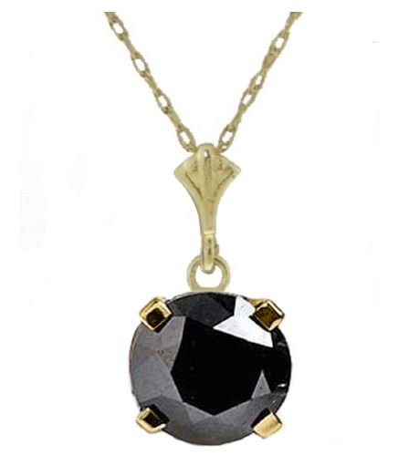 Image 1 of Black Cubic Zirconia Round Small 14K Yellow Gold Pendant