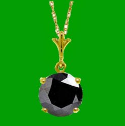 Black Cubic Zirconia Round Small 14K Yellow Gold Pendant