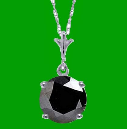 Image 0 of Black Cubic Zirconia Round Small 14K White Gold Pendant