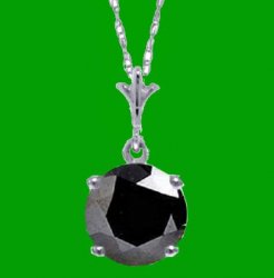 Black Cubic Zirconia Round Small 14K White Gold Pendant