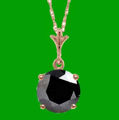 Image 0 of Black Cubic Zirconia Round Small 14K Rose Gold Pendant