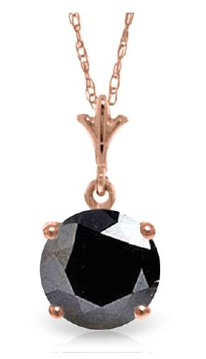 Image 1 of Black Cubic Zirconia Round Small 14K Rose Gold Pendant