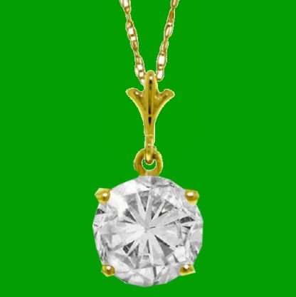Image 0 of Clear Cubic Zirconia Round Small 14K Yellow Gold Pendant