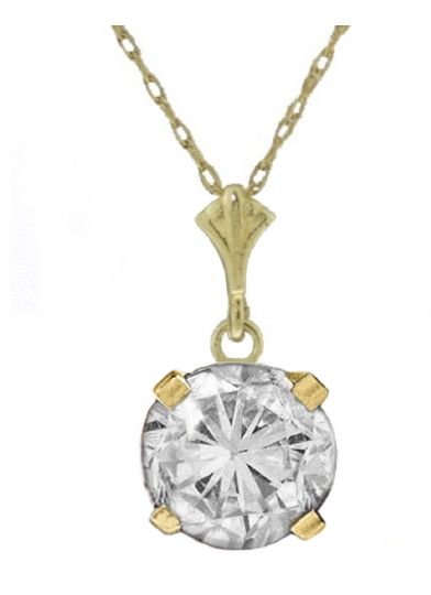 Image 1 of Clear Cubic Zirconia Round Small 14K Yellow Gold Pendant