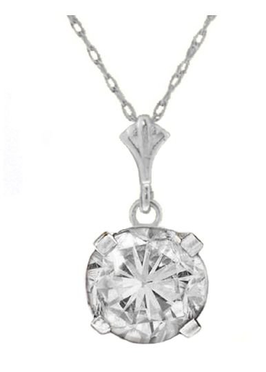 Image 1 of Clear Cubic Zirconia Round Small 14K White Gold Pendant