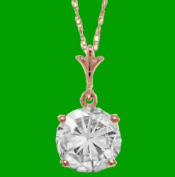 Clear Cubic Zirconia Round Small 14K Rose Gold Pendant