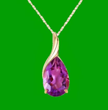 Image 0 of Purple Amethyst Pear Drop Accent 14K Yellow Gold Pendant
