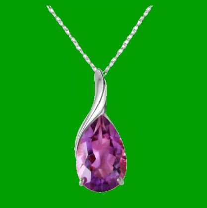 Image 0 of Purple Amethyst Pear Drop Accent 14K White Gold Pendant