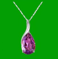 Purple Amethyst Pear Drop Accent 14K White Gold Pendant
