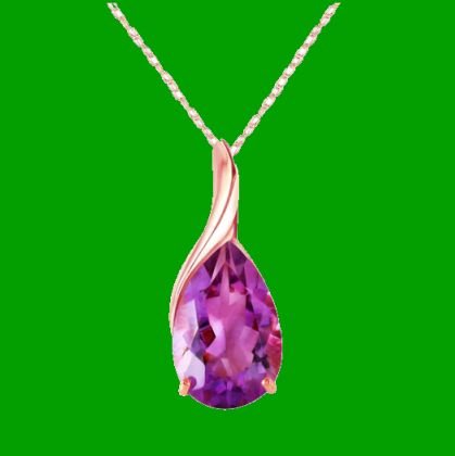 Image 0 of Purple Amethyst Pear Drop Accent 14K Rose Gold Pendant