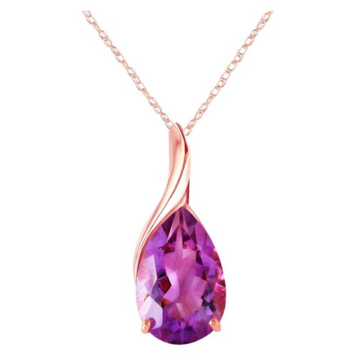 Image 1 of Purple Amethyst Pear Drop Accent 14K Rose Gold Pendant