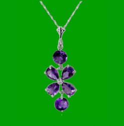Purple Amethyst Flower Drop 14K White Gold Pendant