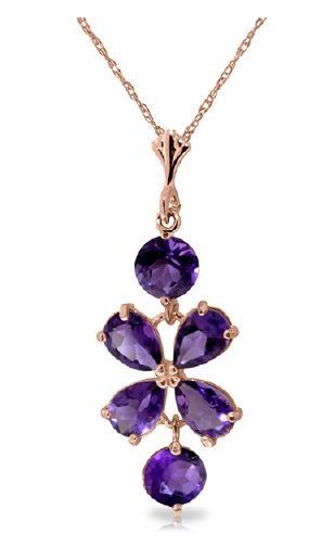 Image 1 of Purple Amethyst Flower Drop 14K Rose Gold Pendant