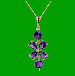 Purple Amethyst Flower Drop 14K Rose Gold Pendant