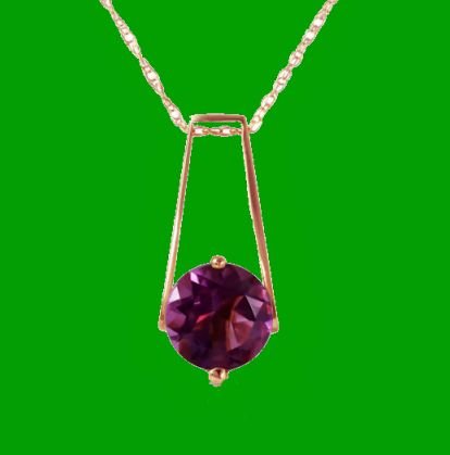 Image 0 of Purple Amethyst Round Drop 14K Rose Gold Pendant