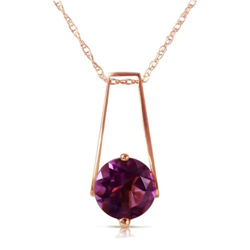 Image 1 of Purple Amethyst Round Drop 14K Rose Gold Pendant
