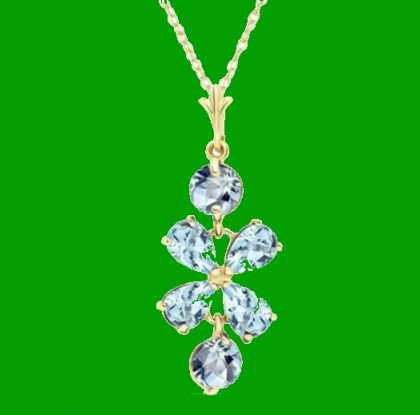 Image 0 of Aquamarine Flower Drop 14K Yellow Gold Pendant