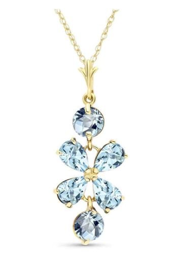 Image 1 of Aquamarine Flower Drop 14K Yellow Gold Pendant