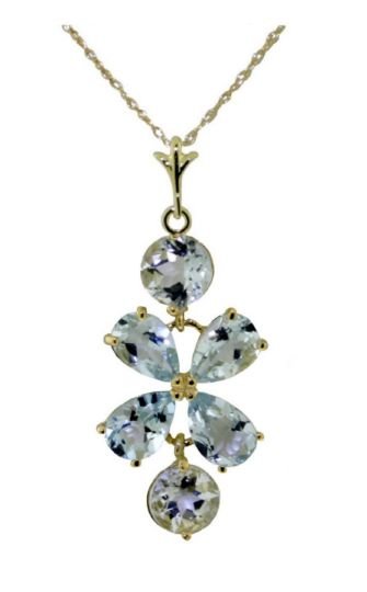 Image 3 of Aquamarine Flower Drop 14K Yellow Gold Pendant