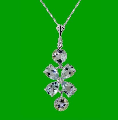 Image 2 of Aquamarine Flower Drop 14K White Gold Pendant