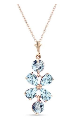 Image 1 of Aquamarine Flower Drop 14K Rose Gold Pendant