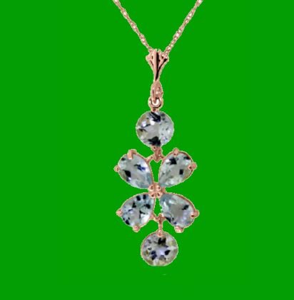 Image 2 of Aquamarine Flower Drop 14K Rose Gold Pendant