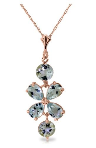 Image 3 of Aquamarine Flower Drop 14K Rose Gold Pendant