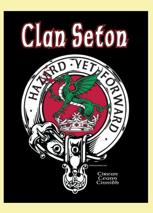 Image 0 of Seton Clan Badge Clan Crest Adult Mens Black Cotton T-Shirt