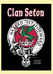 Seton Clan Badge Clan Crest Adult Mens Black Cotton T-Shirt