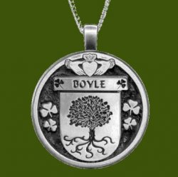 Boyle Irish Coat Of Arms Claddagh Round Pewter Family Crest Pendant
