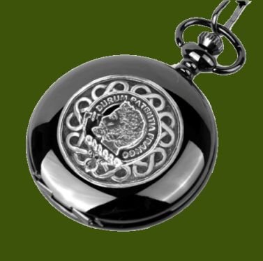 Image 0 of Muir Clan Badge Pewter Clan Crest Black Hunter Pocket Watch