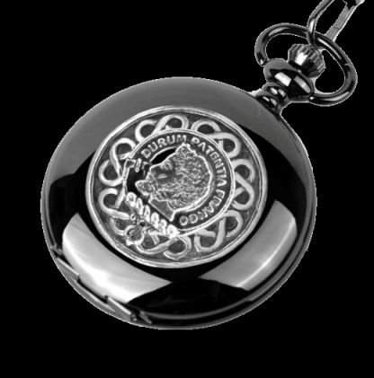 Image 0 of Muir Clan Badge Silver Clan Crest Black Hunter Pocket Watch