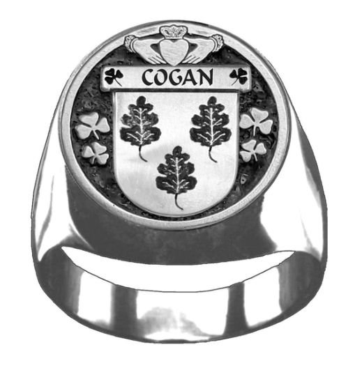 Image 1 of Cogan Irish Coat Of Arms Family Crest Mens Sterling Silver Ring