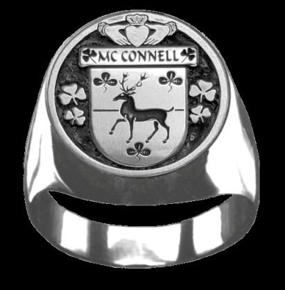 Image 0 of McConnell Irish Coat Of Arms Family Crest Mens Sterling Silver Ring