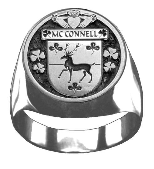 Image 1 of McConnell Irish Coat Of Arms Family Crest Mens Sterling Silver Ring