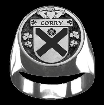 Image 0 of Corry Irish Coat Of Arms Family Crest Mens Sterling Silver Ring