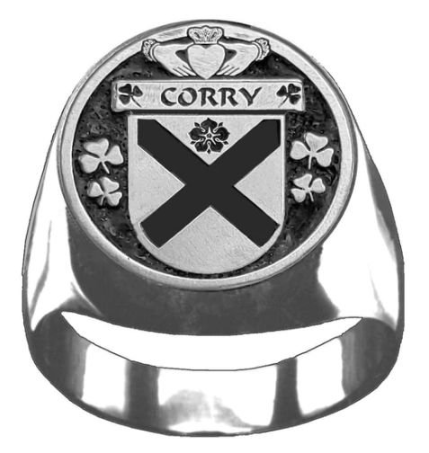Image 1 of Corry Irish Coat Of Arms Family Crest Mens Sterling Silver Ring