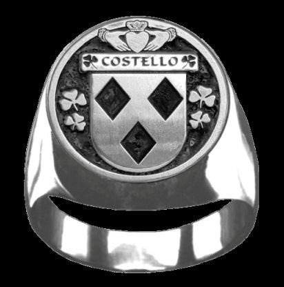 Image 0 of Costello Irish Coat Of Arms Family Crest Mens Sterling Silver Ring