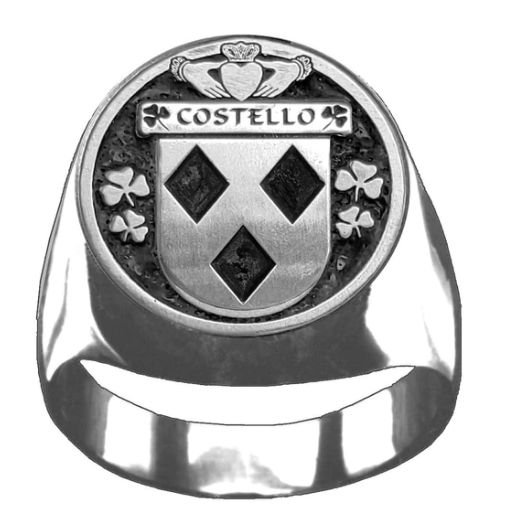 Image 1 of Costello Irish Coat Of Arms Family Crest Mens Sterling Silver Ring