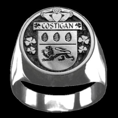 Image 0 of Costigan Irish Coat Of Arms Family Crest Mens Sterling Silver Ring