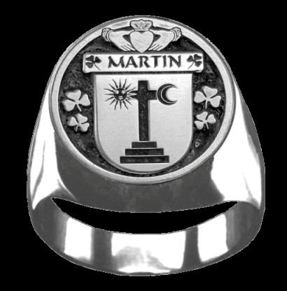 Image 0 of Martin Irish Coat Of Arms Family Crest Mens Sterling Silver Ring