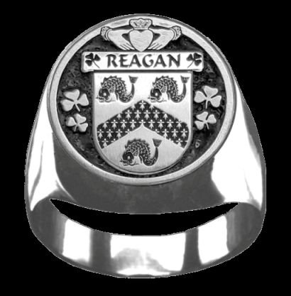 Image 0 of Reagan Irish Coat Of Arms Family Crest Mens Sterling Silver Ring