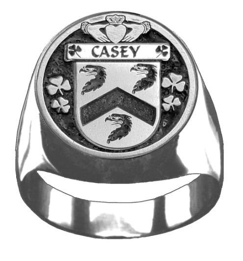 Image 1 of Casey Irish Coat Of Arms Family Crest Mens Sterling Silver Ring