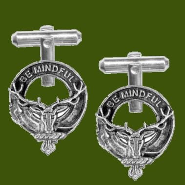 Image 0 of Calder Clan Badge Stylish Pewter Clan Crest Cufflinks