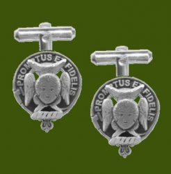 Carruthers Clan Badge Stylish Pewter Clan Crest Cufflinks