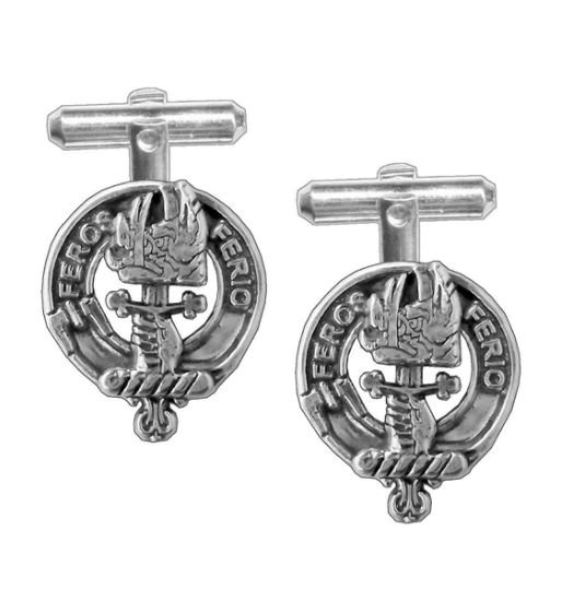 Image 1 of Chisholm Clan Badge Stylish Pewter Clan Crest Cufflinks