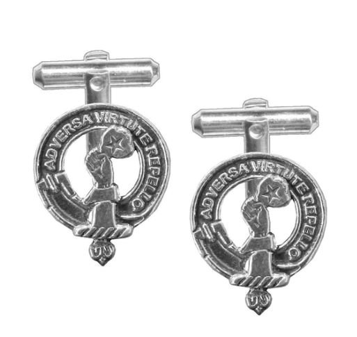 Image 1 of Dennistoun Clan Badge Sterling Silver Clan Crest Cufflinks