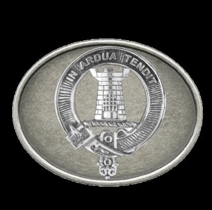 Image 0 of Malcolm Clan Badge Oval Antiqued Mens Sterling Silver Belt Buckle
