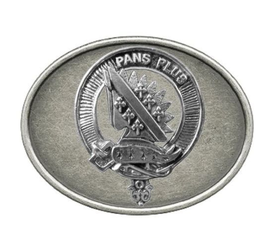Image 1 of Marr Clan Badge Oval Antiqued Mens Sterling Silver Belt Buckle